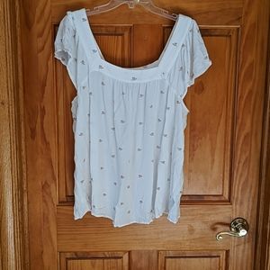 Torrid white ruffle sleeve top